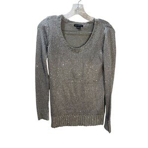 Metaphor Womens Silver Sequin Knit Sweater Size S